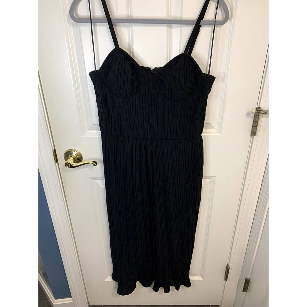 DKNY Black Ruffle Pleated Bustier Dress Size 4 - NWT